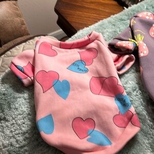 Doggy (4) four lot  tshirt says love & kiss and pineapple, purple, bunnies